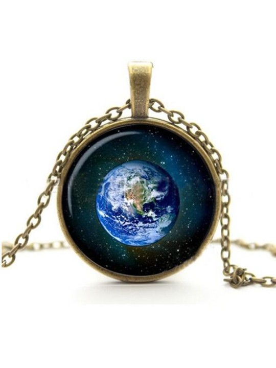 NYHET The Earth Halsband Nebula Space Pendant Event Geek Smycken Pendant Galaxy Space Glas Kupol Halsband