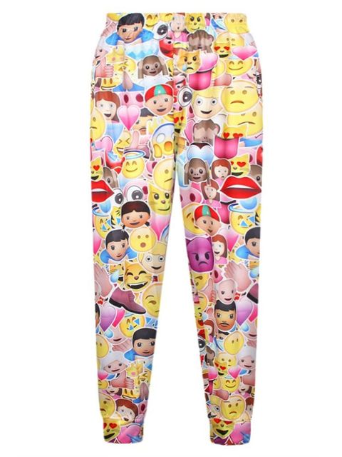 Moda Feminina Emoji Padrão de Impressão Solto Yoga Esporte Leggings Calças Pant Calças Corredor