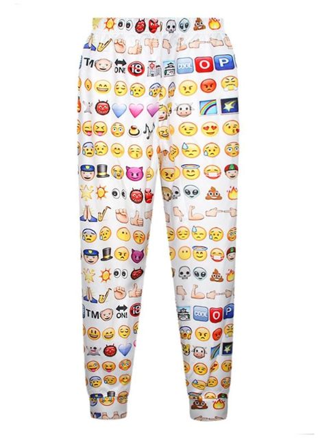 Damenmode Emoji Print Muster lose Yoga Sport Leggings Hose Hose
