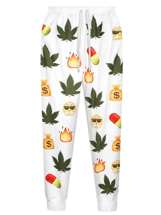 Moda Feminina Emoji Imprimir Padrão Solto Yoga Esporte Leggings Calças Pant