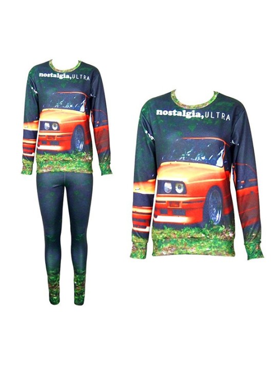 Tíska kvenna 2ST 3D Prenta nostalgía Sweatshirt Set / w Buxur Leggings Lot