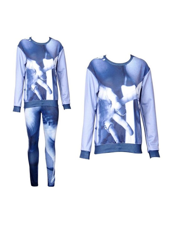 Las mujeres de la moda 2PCS 3D Print rock manos sudadera Set / w Pants Conjuntos traje