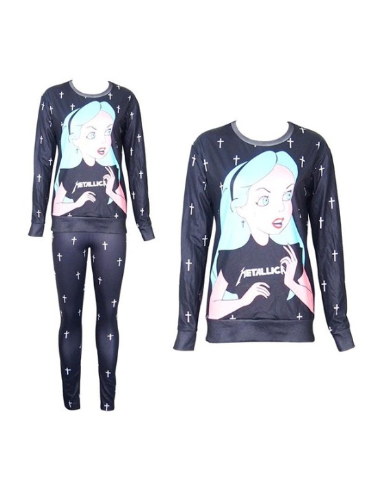 Mode femmes 2 pièces impression 3D Metallica princesse sweat-shirt ensemble / w pantalon leggings Lot