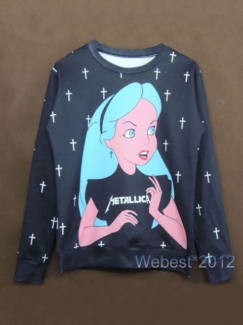 Mode kvinnors tecknad 3D-tryck rosa elefant Cult Mermaid Sweatshirt Pullovers Hoodies