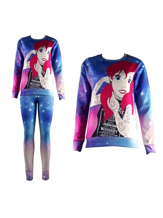 Teiknimynd kvenna teiknimynd 3D Prenta húðflúr Cult prinsessa Sweatshirt Pullover hettupeysur