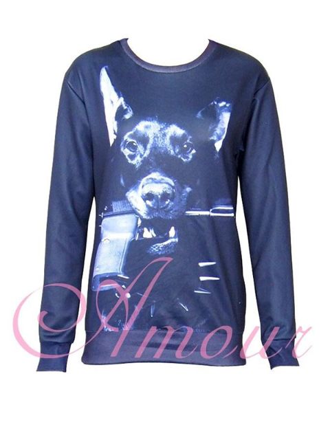 Mode femmes 2PCS impression 3D pistolet et chat sweat-shirt ensemble / w pantalon leggings Lot