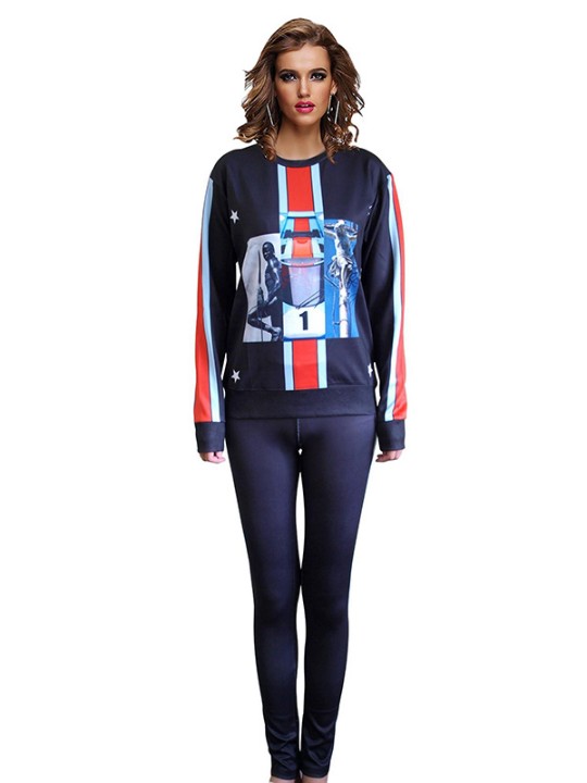 Mode Frauen 2 STÜCKE 3D Print Monster Marilyn Monroe Kult Meerjungfrau Sweatshirt Set / w Hosen Leggings Lot