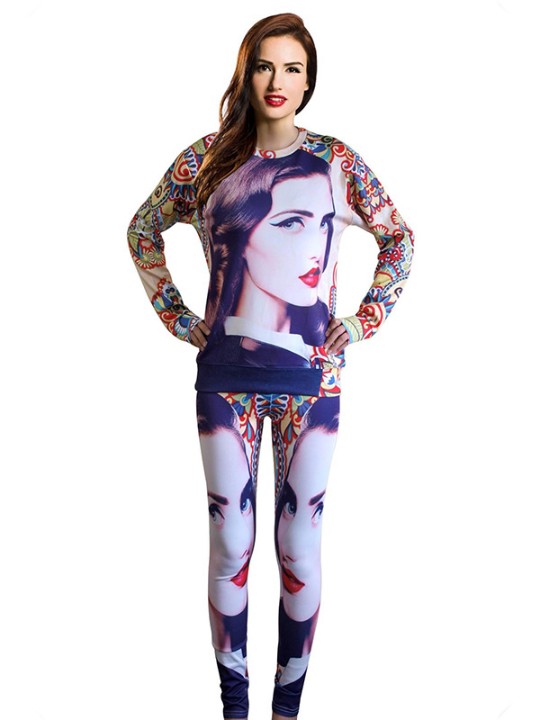 Mode Frauen 2 STÜCKE 3D Druck Monster Marilyn Monroe Kult Meerjungfrau Sweatshirt Set / w Hosen Anzug Sets