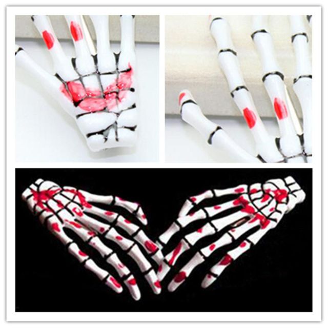 Fiesta de Halloween sangriento Zombie Skull Skeleton Mano Hueso Garra Horquilla Punk Pinza de pelo para mujeres Chica
