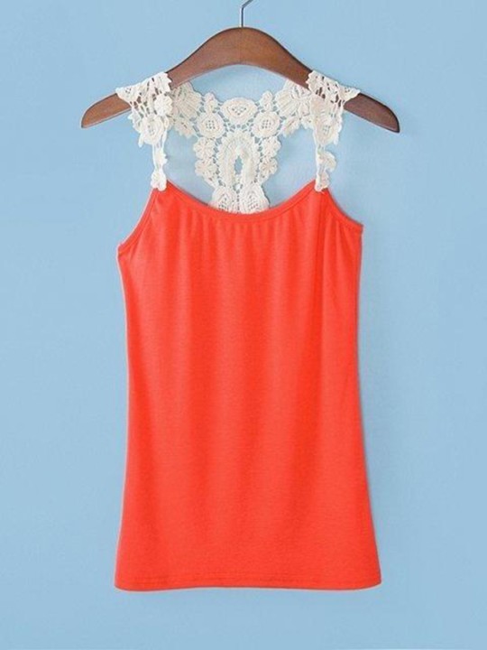 Frauen Spitzenbesatz Tank Top