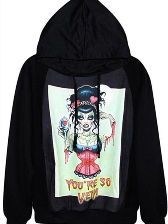 Rainha da moda dos corações Digital Print Cult Zíper Frente Jaqueta de Manga Comprida Mulheres Casaco Moletons &amp; Hoodies