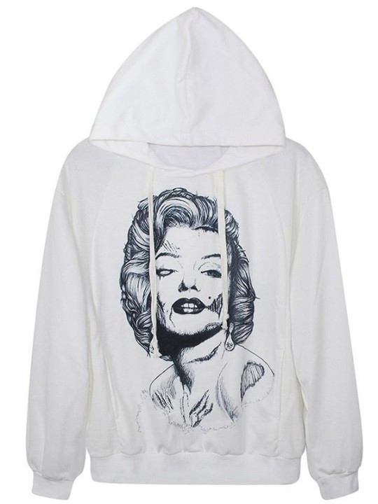 Nova moda feminina Primavera Digital Print Jacket manga comprida com capuz de moletons e Hoodies