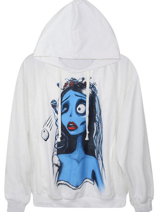 Naisten muoti digitaalinen painatus Zombie Bride Zipper -takki pitkähihainen takki collegepaidat ja hupparit