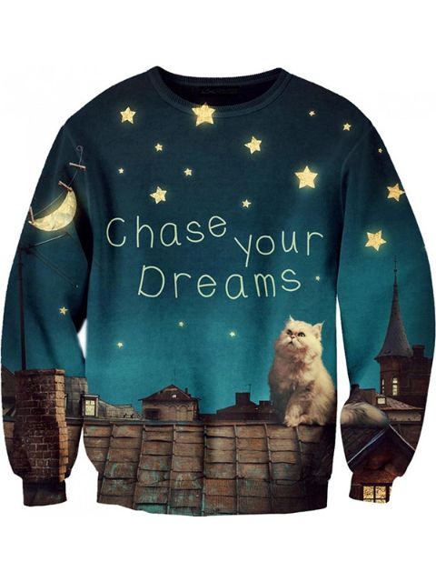 Women's Chase Dream  Patterns Print Roll Neck Pullover Sweatshirts & Hoodies