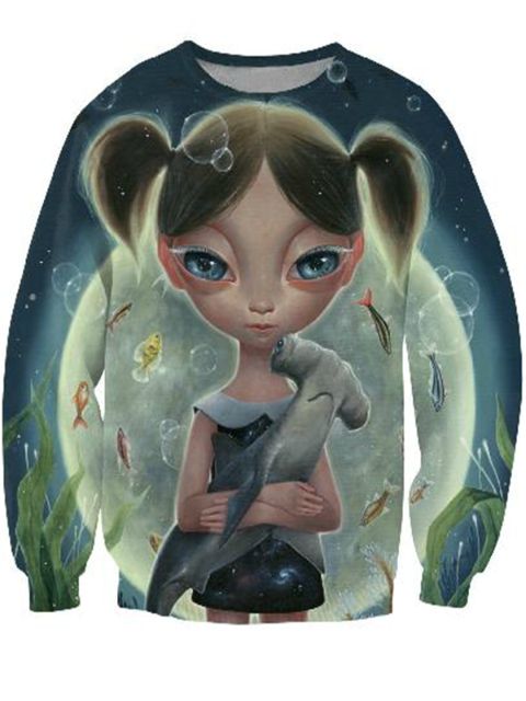 Muoti Undersea_Moon Unisex Cult Pop Star Hip Hop Villapaita pitkähihaiset Hupparit