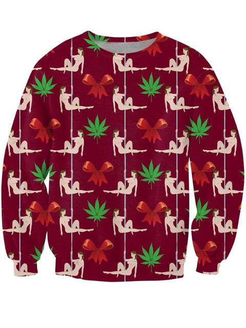 Vintagerose-Ny Unisex Cult Christmas Sjov Hipster Lange ærmer Sweatshirt Crew Neck Sweatshirts &amp; hættetrøjer