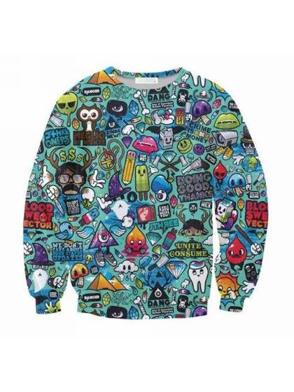 HOT femmes 3D Print Sweatshirts Pulls Tops Sweats Automne Mode Tops