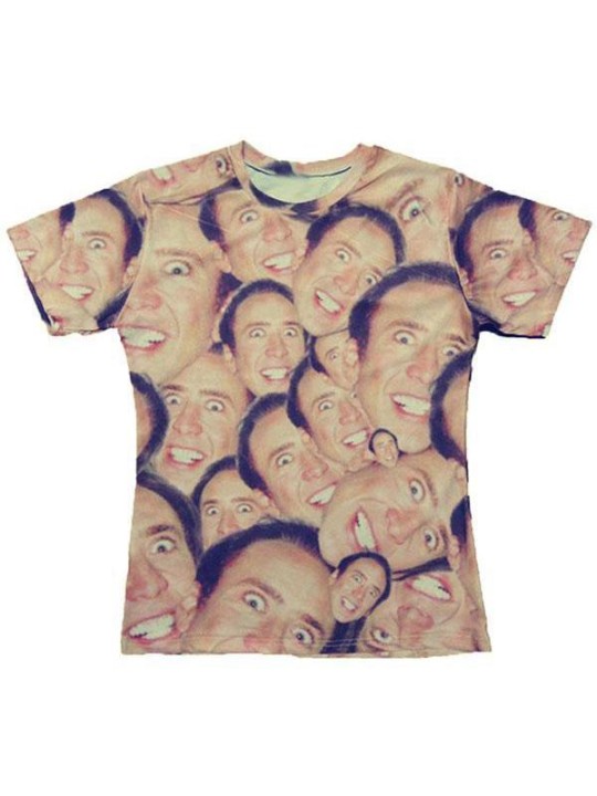 Women's Men's Unisex Tops Printed Pattern Round Neck Casual T Shirt (Beige)