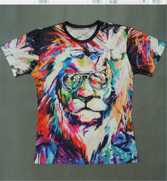 Das mulheres Unisex Tops pop art leão Impresso Padrão Em Torno Do Pescoço Camisa Casual T (Multicolorido)