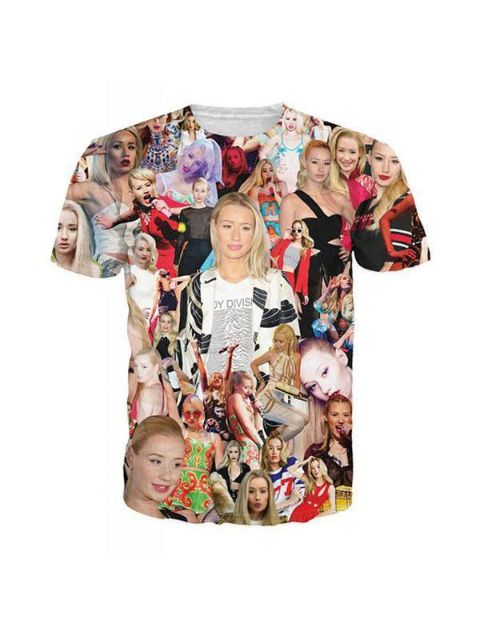 Naisten unisex-topit iggy azalea paparazzi Printed Pattern Round Neck Casual T-paita (monivärinen) T-paita