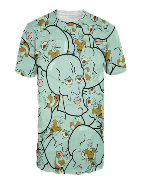 Kvinders mænds unisex toppe harajuku ansigter Trykt mønster rund hals afslappet T-shirt (grøn)