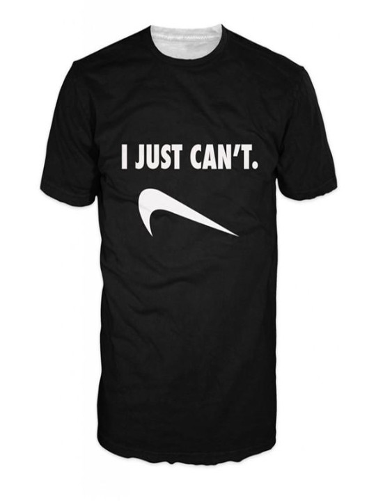 Women's Men's Unisex Tops i just cant Printed Pattern Round Neck Casual T Shirt (Black)