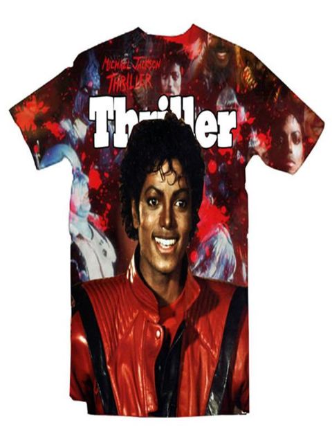 Naisten miesten unisex-topit MJ-trilleri, painettu kuvio pyöreä kaula-aukkoinen rento t-paita (punainen)