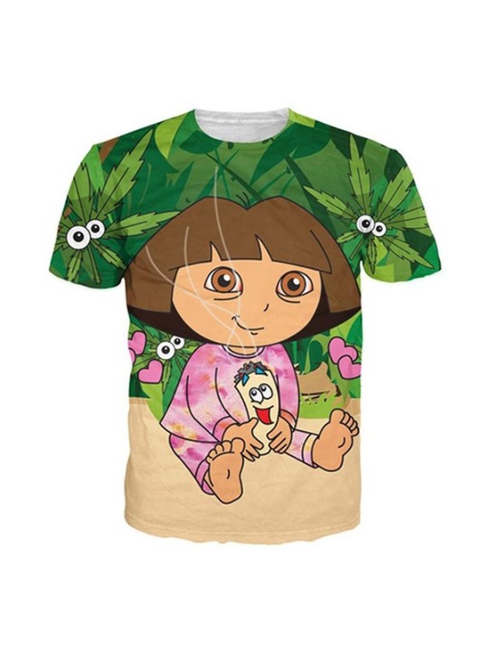 Unisex Tops dora Crewneck Kurzarm Loose Casual T-Shirt Herrenmode