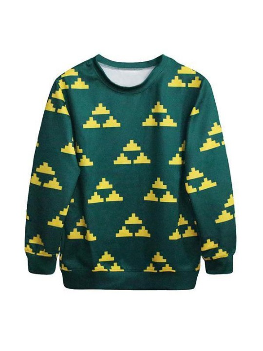 Patrón azteca de la moda de las mujeres Sudaderas con capucha y mangas largas de la impresión digital (verde)