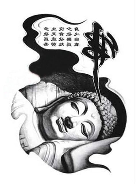 Bouddha chinois Art bras étanche amovible tatouage temporaire autocollants Stickers Body Art