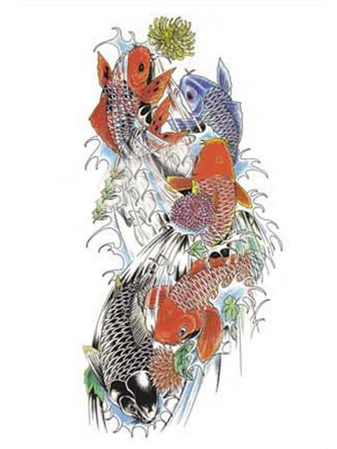 Tíska Flottur fiskarmur Vatnsheldur list Tímabundin húðflúrlímmiðar Límmiðar Upprunaleg húðflúr líkamslist