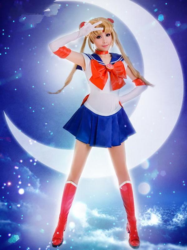 Sailor Moon Mercury Traje Cosplay Uniforme Fancy party Dress (azul escuro)
