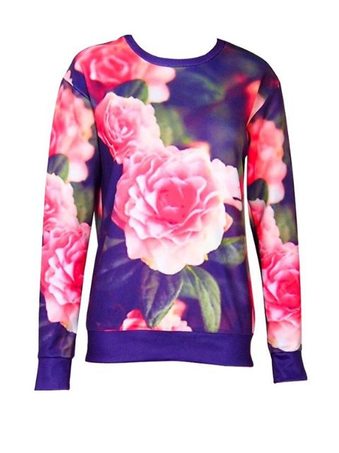 Mode Kvinders tegneserie 3D-print vintage blomster Sweatshirt Pullovers Sweatshirts &amp; hættetrøjer
