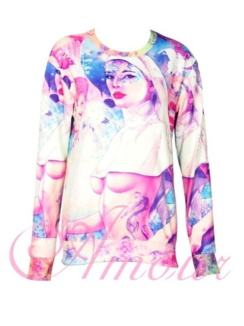 Mode femmes dames impression 3D nonne culte sirène sweatshirt pulls Sweatshirts