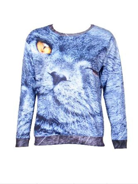 Nytt 2014 Mode Dam vårhöst 3D-tryck Långärmad tröja Tröjor Tröjor &amp; huvtröjor