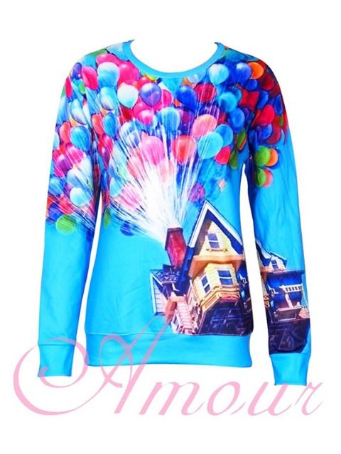 Las señoras de la moda de las señoras impresión 3D Globos de colores Cult Sudadera Pullovers Sudaderas con y sin capucha