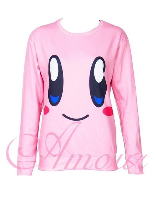 Art- und Weisefrauen-Frühlings-Herbst-süßes Lächeln-Druck-lange Hülsen-Sweatshirts u. Kapuzenpullis