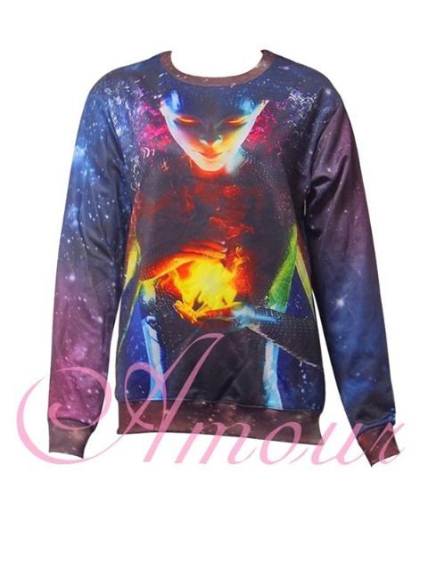 Mode Frauen Frühling Herbst Galaxy 3D Print Langarm Sweatshirt Pullover Hoodies Outwear