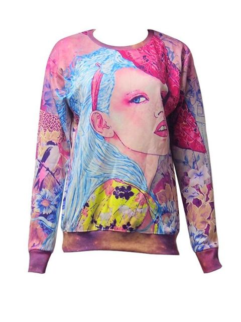 Teiknimynd kvenna 3D Prentun fegurð málverk Sweatshirts &amp; hettupeysur