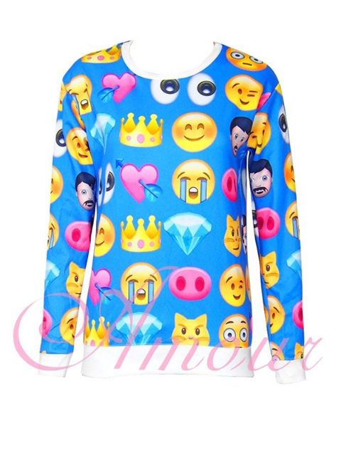 New 2014 Fashion Women's Spring Autumn Cute Faces 3D Print Long Sleeve Sweatshirt Pullovers Sweatshirts & Hoodies