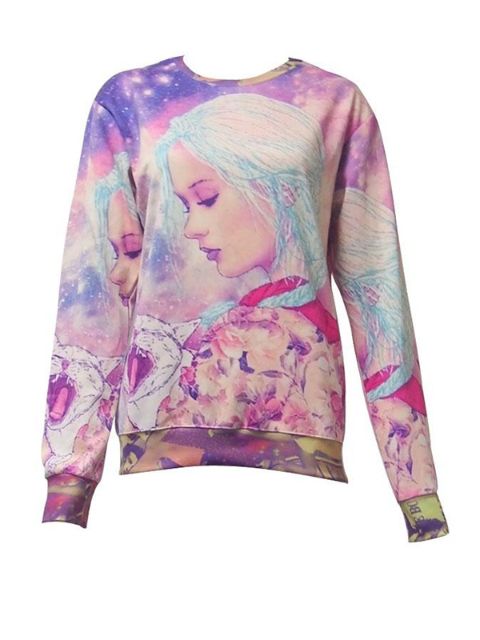 Teiknimynd kvenna í 3D teiknimynd vetrarbraut fegurð Sweatshirt Pullovers Sweatshirts &amp; Hoodies