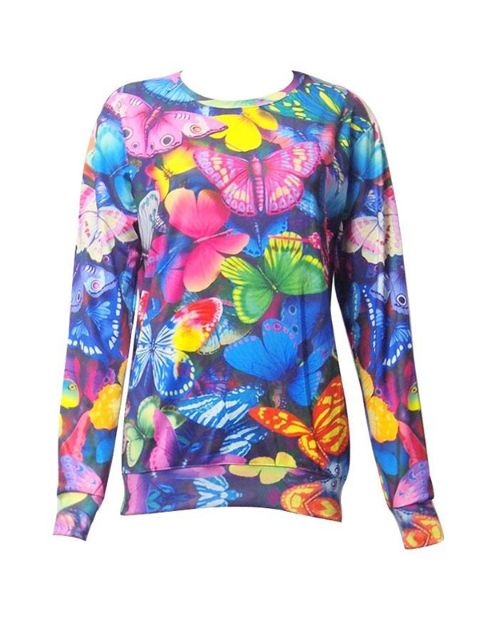 Moda feminina dos desenhos animados 3D Imprimir borboleta camisolas e Hoodies