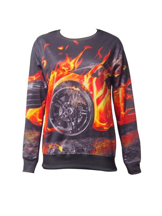 Señoras de las mujeres de la moda 3D Print Punk Chariots Of Fire Sudaderas Pullovers Sudaderas con y sin capucha