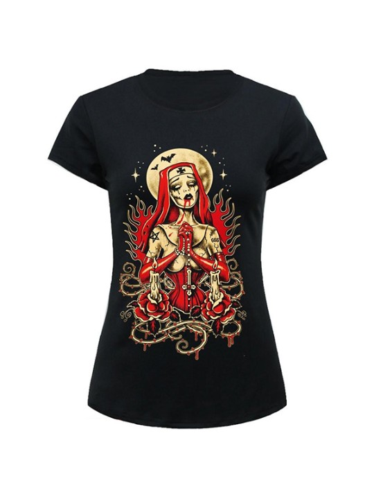 Nytt modetryck kvinnor Toppar Mönster O Neck Kortärmad T-shirt Zombie Nurse