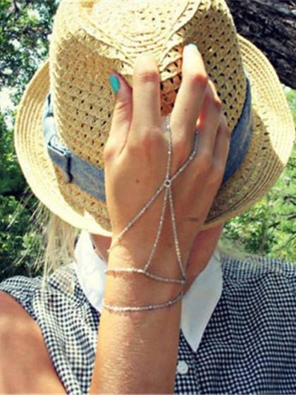 NEW fashionable gold plated finger loop hand harness bracelet & bangles for women