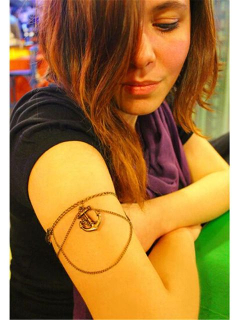 Femmes mode beauté ancre bras chaîne multi couches croix corps chaîne gothique punk