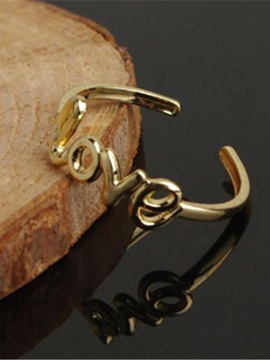 Women Fashion Cutout Letter And Peace Midi Adjustable Open Toe Ring Vintage