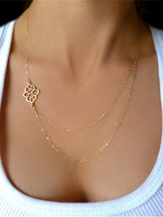 Ný dömutíska fjöllaga lag Einföld vintage stíl hálsmen skartgripir kvenna