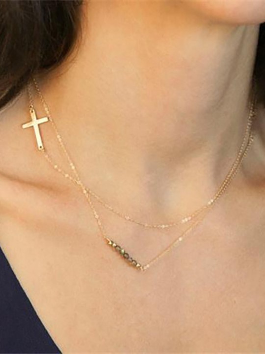 Simplicidade sorte pingente de cruz colar para as mulheres Cadeia Pingente de Jóias