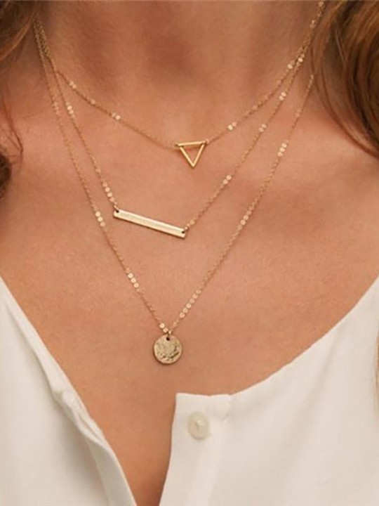 Como multi camadas das mulheres cadeia pingente de colar de corrente choker jóias